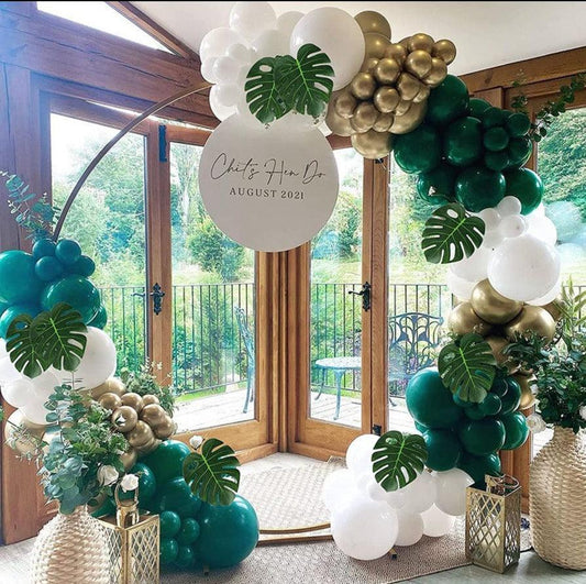 Green White Balloon Garland Arch Kit with Artificial Palm Leaves for Wedding Baby Shower Kids Birthday Tropical Theme Party Decorations - Lasercutwraps Shop