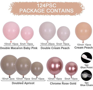 124 Double stuffed Bohoo Rainbow Balloons Arch kit for BridalShower, baby shower, boho parties, blush, Apricot, pink ,balloon Garland kit - Lasercutwraps Shop