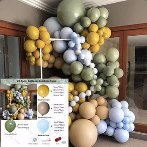 214pcs Jungle Balloons Arch kit Baby Shower , Birthday , Birthday, Double Mustard, Apricot, Sage green, Boy Birthday - Lasercutwraps Shop