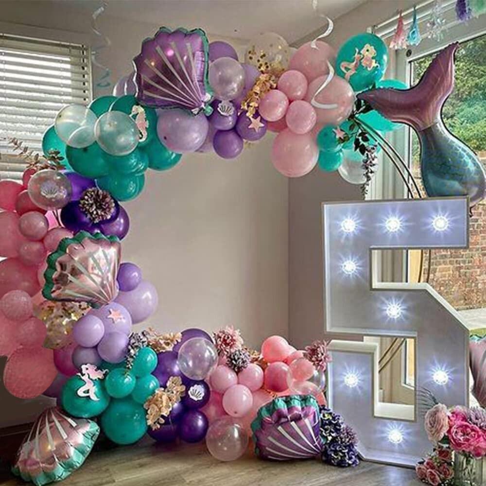 Mermaid Party Balloon Garland Arch Kit Purple Pink Shell Mermaid Tail Helium Globos Baby Shower Birthday Party Decoration - Lasercutwraps Shop