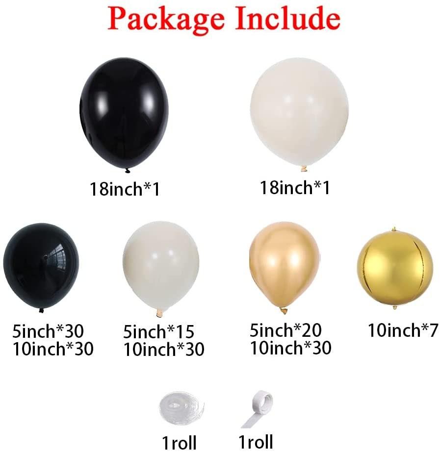 164pcs Black and Gold Balloon Garland Arch Kit Double Stuffed Tan Nude ...