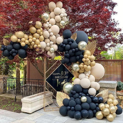 164pcs Black and Gold Balloon Garland Arch Kit Double Stuffed Tan Nude Apricot Balloons with 4D Gold Balloon for Birthday Party Wedding - Lasercutwraps Shop