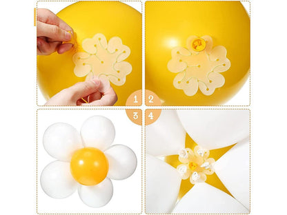 129 Pieces Daisy Balloon Arch Garland Kit White Yellow Latex Balloons Daisy Flower Foil Mylar Balloons Latex Balloons Party Decorations - Lasercutwraps Shop