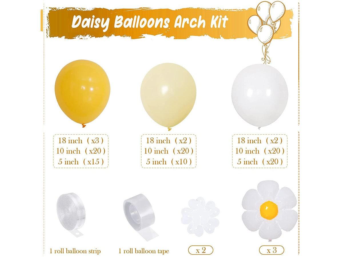 129 Pieces Daisy Balloon Arch Garland Kit White Yellow Latex Balloons Daisy Flower Foil Mylar Balloons Latex Balloons Party Decorations - Lasercutwraps Shop