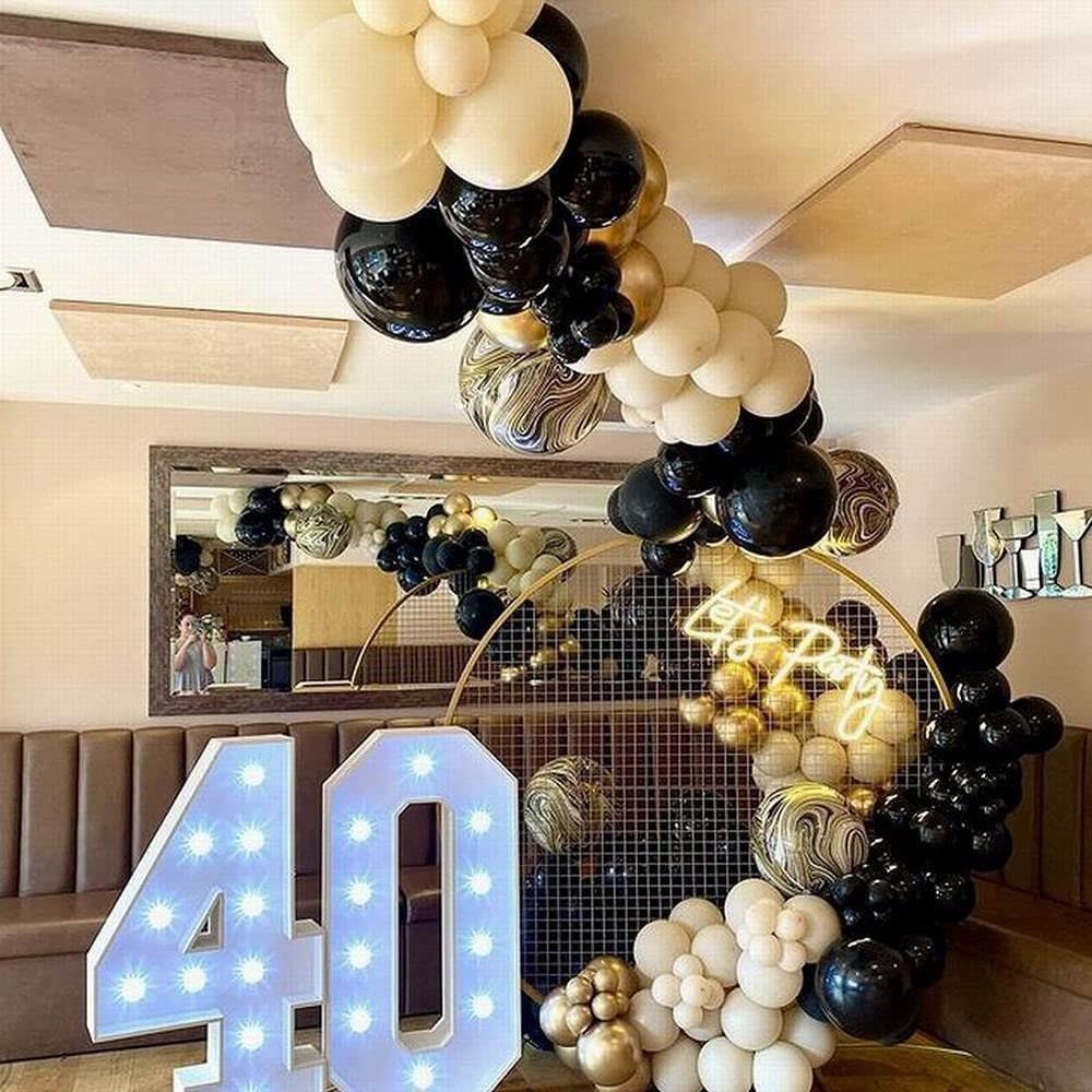 164pcs Black and Gold Balloon Garland Arch Kit Double Stuffed Tan Nude Apricot Balloons with 4D Gold Balloon for Birthday Party Wedding - Lasercutwraps Shop