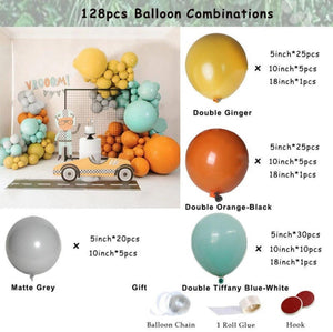 128pcs Macaron Balloon Garland Arch | Tiffany Blue | Wedding Decoration | Double Orange | Double Mustard | Birthday Party | Baby Shower. - Lasercutwraps Shop