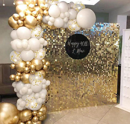 White Gold Balloon Garland Kit 100pcsï¼?8In 12In 10In 5In Arch Garland with White Gold Metallic Chrome and Gold Confetti Balloons with - Lasercutwraps Shop