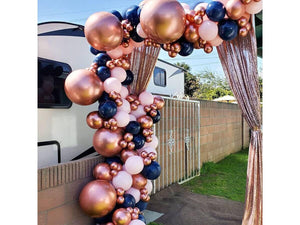 Navy Pink Balloon Arch Blue Rose Gold Metallic Balloons Garland Kit 115pcs Latex Pastel Party Balloons for Baby Shower Birthday - Lasercutwraps Shop