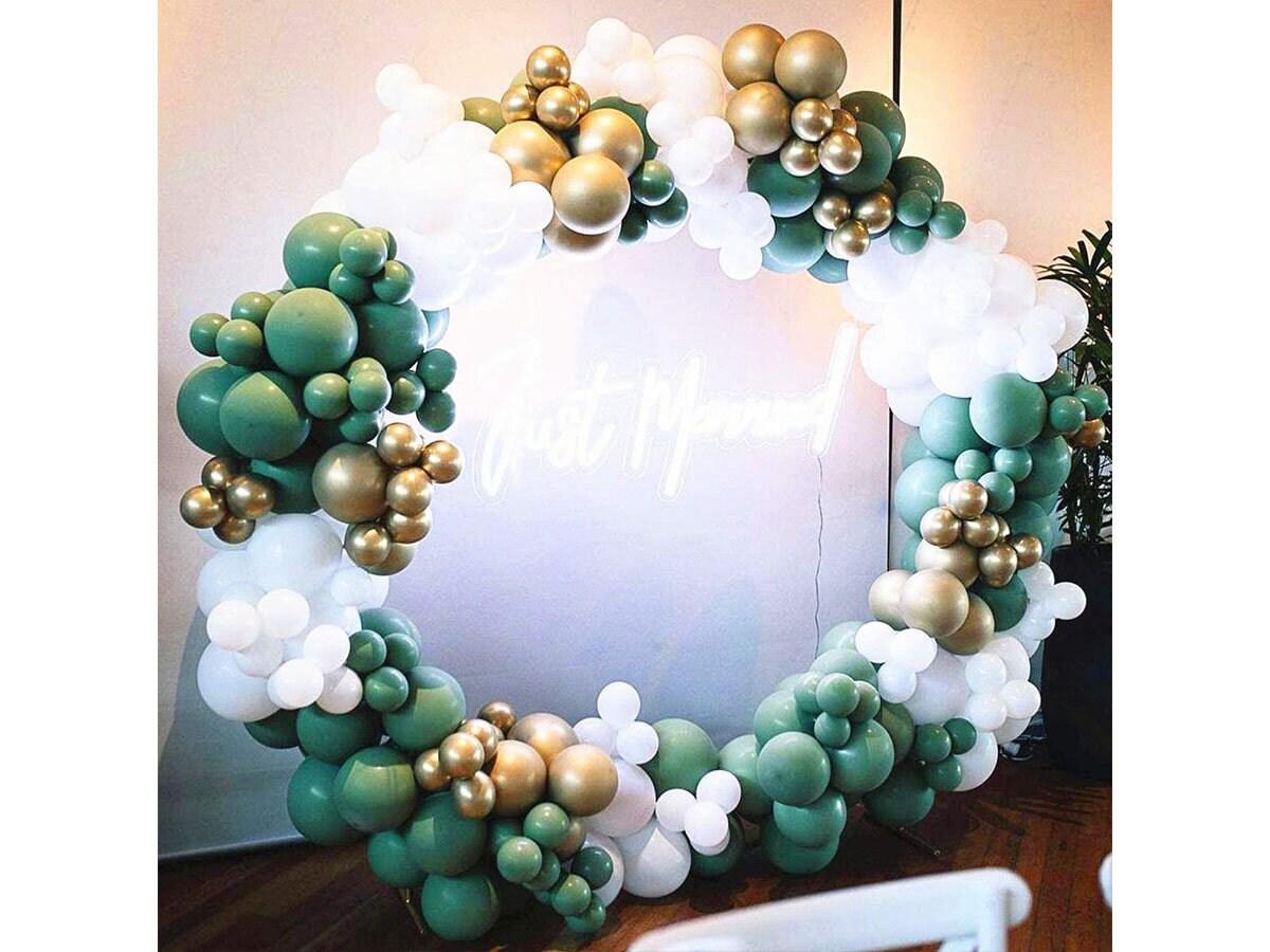 Sage Green White Gold Balloons Garland Kit Sage Green 130Pcs Metallic Latex Gold Balloon Kit for Jungle Baby Boy Shower Birthday Holiday - Lasercutwraps Shop