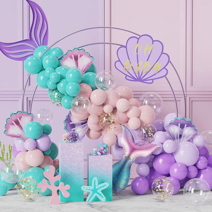 Mermaid Party Balloon Garland Arch Kit Purple Pink Shell Mermaid Tail Helium Globos Baby Shower Birthday Party Decoration - Lasercutwraps Shop