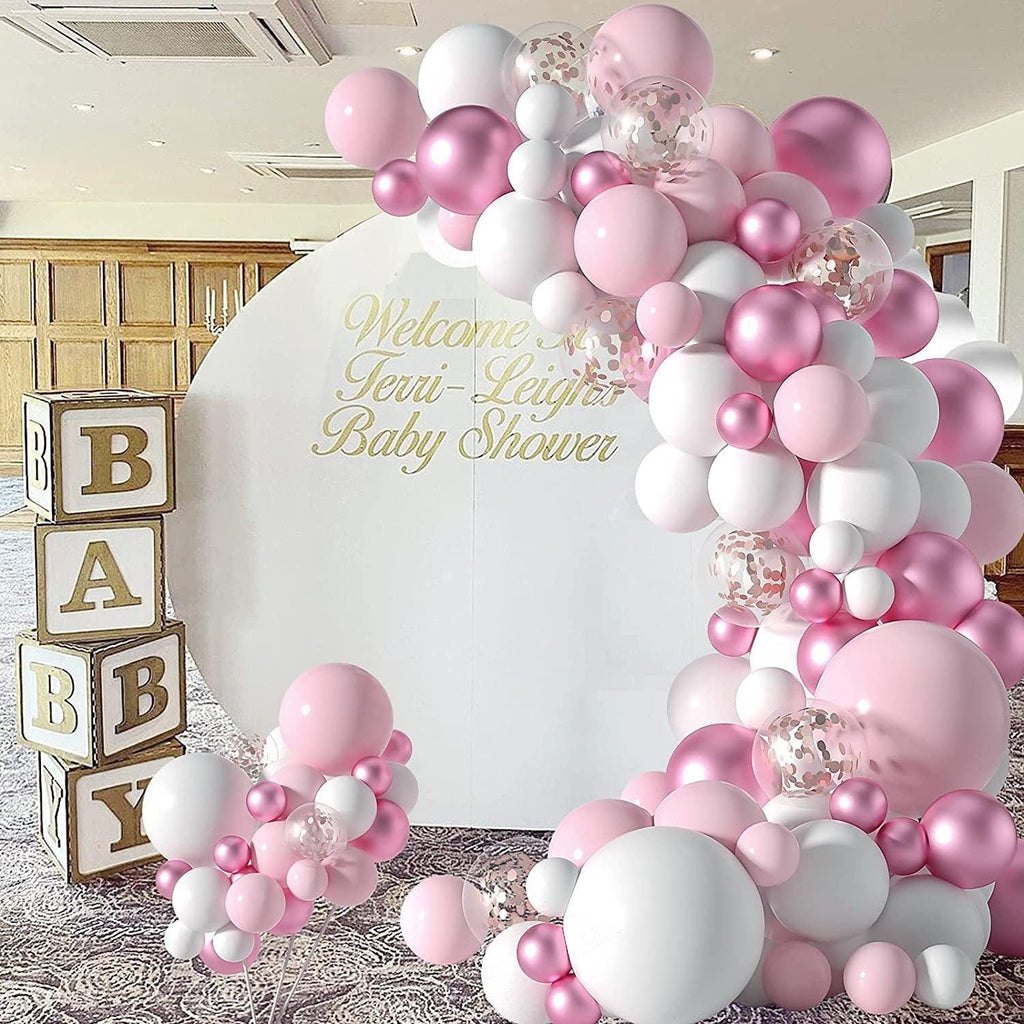 117pcs Pastel Pink Balloon Garland Arch Kit, Pink White Baby Girl Balloon Arch Decoration, Gender Reveal Baby Shower Balloon - Lasercutwraps Shop