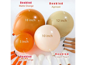 DIY 134Pcs Double-Stuffed Balloon Garland Arch Kit Balloon Decorating Strip Kit for Garland Double Layer Matte Orange Cream Peach Apricot - Lasercutwraps Shop