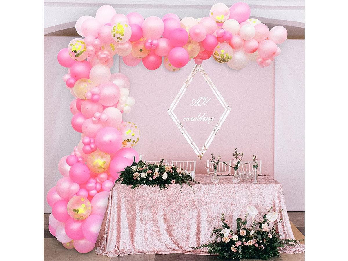 Balloon Arch Kit 114 Pcs, Pink, Hot Pink, Pearl White and Confetti Gold Garland for Parties, Baby Shower, Birthday, Bridal Shower Arch Kits - Lasercutwraps Shop
