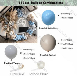 140Pcs Balloon Arch Garland Kit | Macaron Blue Grey Apricot Balloon Arch Kit Garland | Baby Shower Decor | Baby Boy | Birthday Boy. - Lasercutwraps Shop