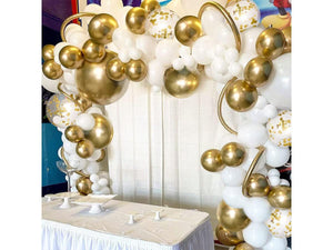 White Gold Balloon Garland Kit 100pcsï¼?8In 12In 10In 5In Arch Garland with White Gold Metallic Chrome and Gold Confetti Balloons with - Lasercutwraps Shop