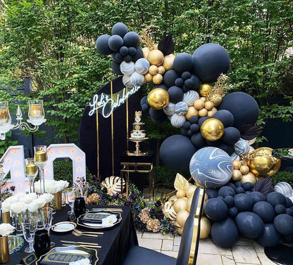 Diy Black Gold Balloon Garland Arch Kit for 30th 40th Birthday Graduation New Year Eve Halloween Anniversary Party Backdrop Decoration - Lasercutwraps Shop