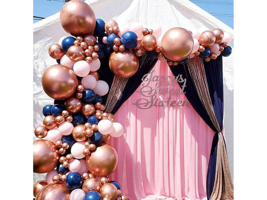 Navy Pink Balloon Arch Blue Rose Gold Metallic Balloons Garland Kit 115pcs Latex Pastel Party Balloons for Baby Shower Birthday - Lasercutwraps Shop