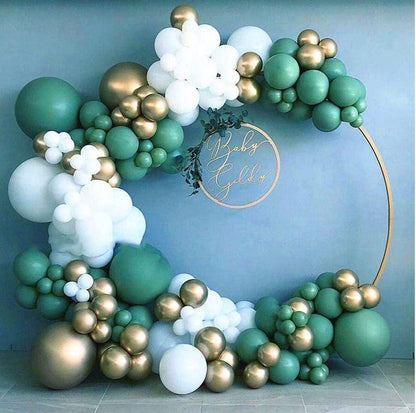 Sage Green White Gold Balloons Garland Kit Sage Green 130Pcs Metallic Latex Gold Balloon Kit for Jungle Baby Boy Shower Birthday Holiday - Lasercutwraps Shop