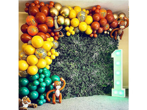 177Pcs Jungle Safari Balloons Garland Arch Kit,Sage Green Blush Yellow Coffee Animal Print Balloons for Wild One Birthday Party Decorations - Lasercutwraps Shop