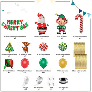 Christmas Balloon Garland Arch Kit 123 Pcs | Holiday Red, Forest Green, Gold Balloons with Merry Christmas Foil Balloon - Lasercutwraps Shop