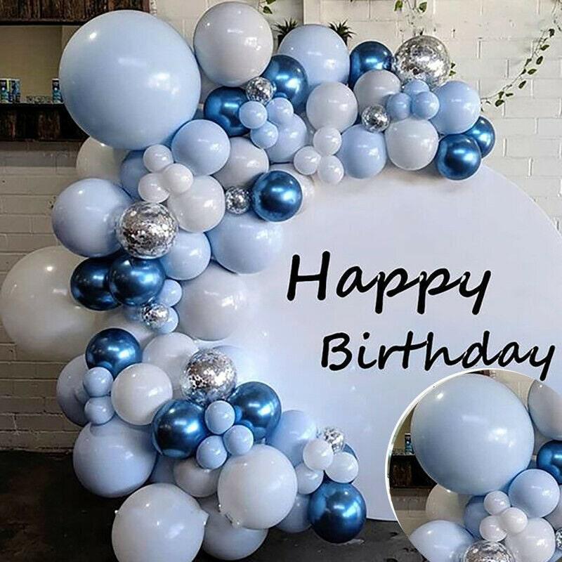 happy birthday in blue and white
