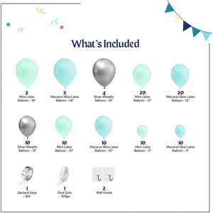 Mint Green Balloons Garland Kit Metallic Silver, Light Blue, Mint Latex Balloon Arch Decorations - Lasercutwraps Shop