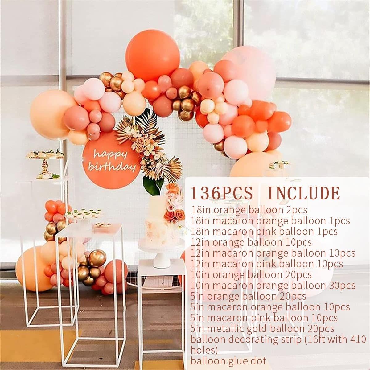 136Pcs Macaron Orange Balloon Arch Garland Macaron Orange Balloon Pink –  Lasercutwraps Shop