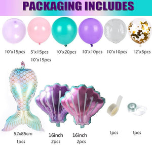 Mermaid Balloon Garland Arch Kit, Pastel Seashell Mermaid Balloon Birthday Decor, Under The Sea Decor Baby Shower 1st Birthday - Lasercutwraps Shop