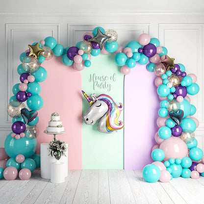 Unicorn Birthday Balloon Garland Kit | Pink, Purple, Silver Confetti, Rainbow Balloon Arch Birthday Party Decor - Lasercutwraps Shop