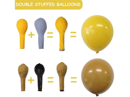 Double Stuffed Mustard Yellow Brown White Sand Balloons Garland Arch Kit Dark Lemon Coffee Pastel Balloons For Daisy Bee Sunshin - Lasercutwraps Shop