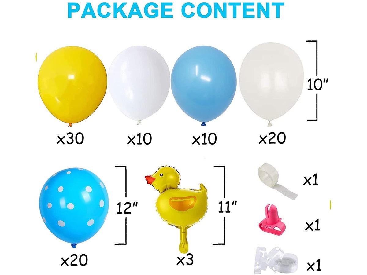 Yellow Duck Balloon Garland Kit Blue Yellow White Latex Balloon Duck Foil Balloon for Boy or Girl Rubber Duck Themed Birthday Baby Shower - Lasercutwraps Shop