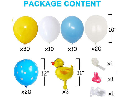 Yellow Duck Balloon Garland Kit Blue Yellow White Latex Balloon Duck Foil Balloon for Boy or Girl Rubber Duck Themed Birthday Baby Shower - Lasercutwraps Shop