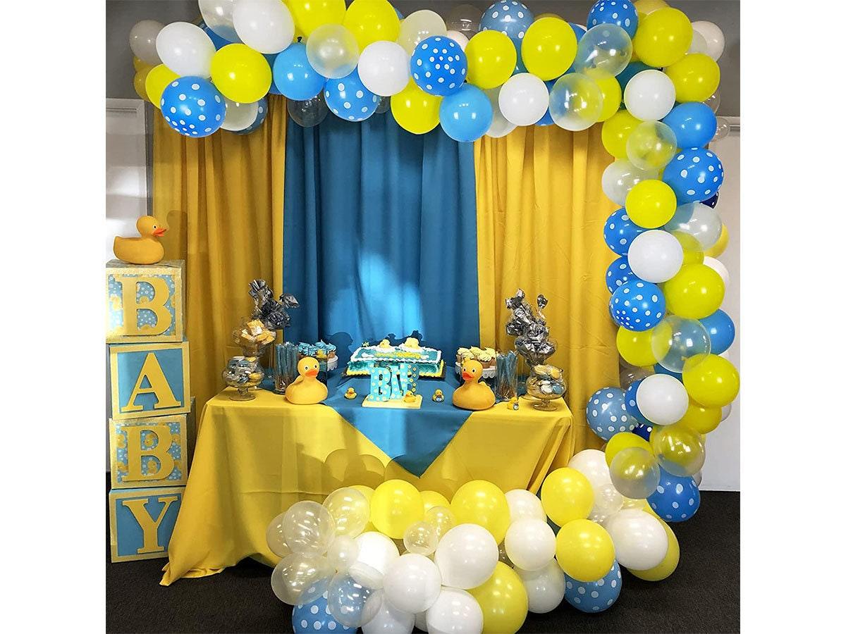 Yellow Duck Balloon Garland Kit Blue Yellow White Latex Balloon Duck Foil Balloon for Boy or Girl Rubber Duck Themed Birthday Baby Shower - Lasercutwraps Shop