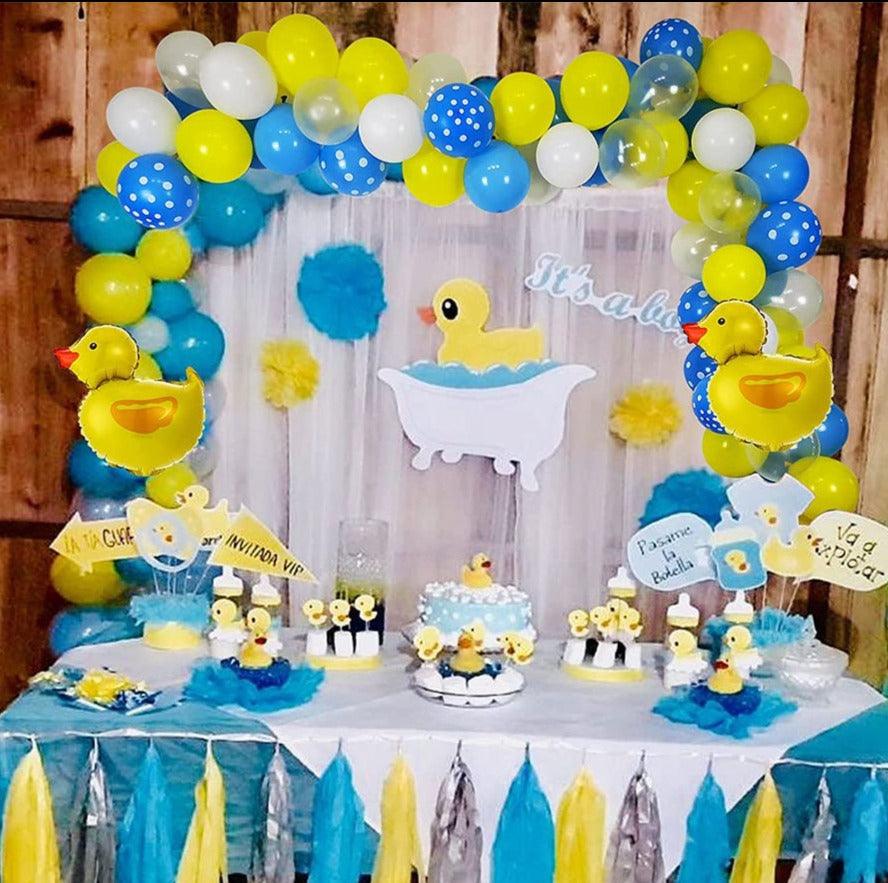 Yellow Duck Balloon Garland Kit Blue Yellow White Latex Balloon Duck Foil Balloon for Boy or Girl Rubber Duck Themed Birthday Baby Shower - Lasercutwraps Shop