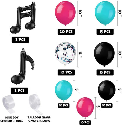 TIK TOK Balloon Garland Arch Kit, Musical Tiktok Theme Birthday Disco Party Balloon Decoration, Tik Tok Birthday Balloon Arch Kit - Lasercutwraps Shop