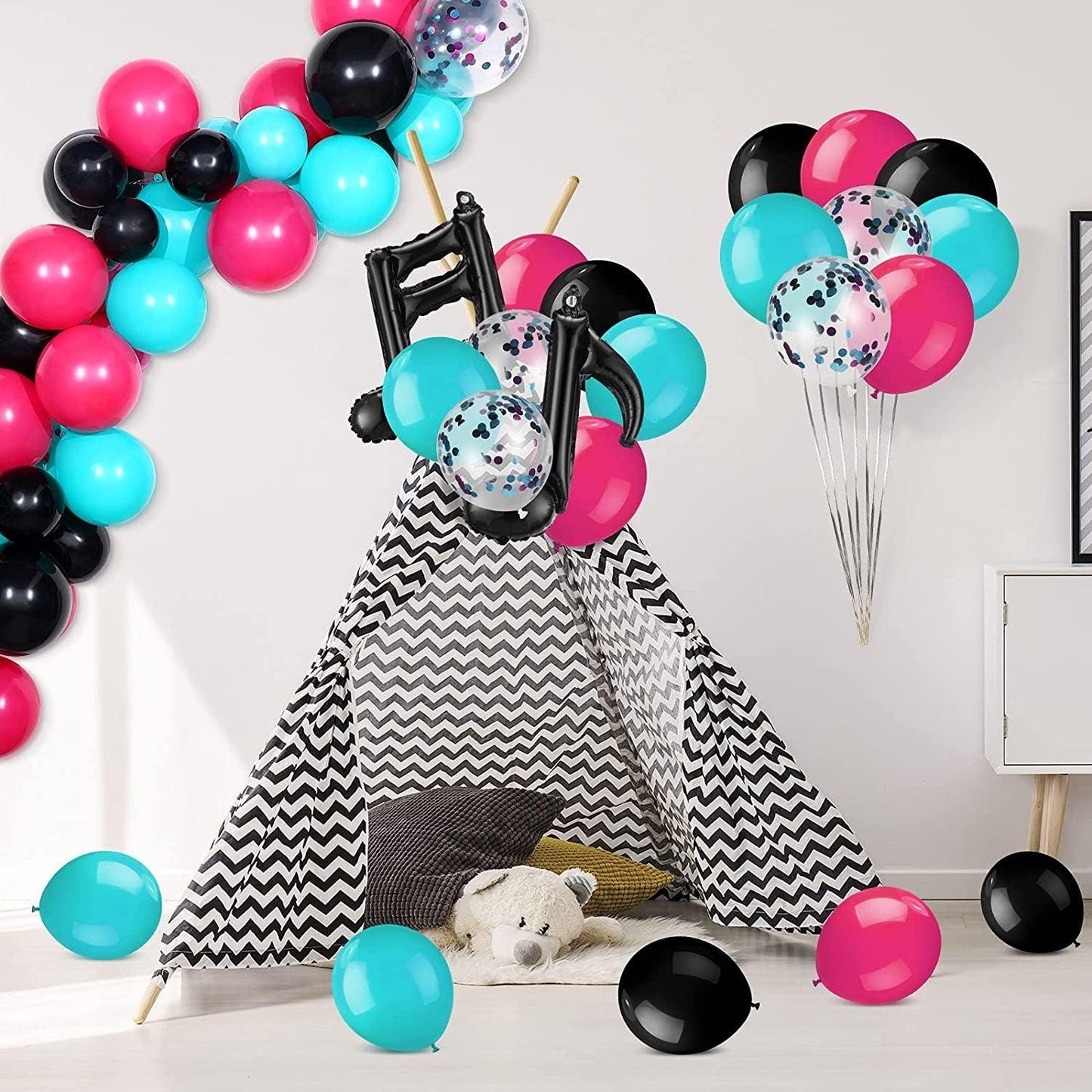 TIK TOK Balloon Garland Arch Kit, Musical Tiktok Theme Birthday Disco Party Balloon Decoration, Tik Tok Birthday Balloon Arch Kit - Lasercutwraps Shop