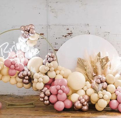 139pcs Balloon Garland Arch Kit With Pink Chocolate Coloured Ivory White Metallic Rose Gold Balloons for Baby Shower, Birthday, Bridal Shower - Lasercutwraps Shop