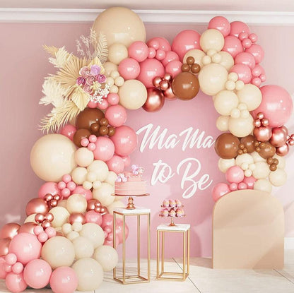 139pcs Balloon Garland Arch Kit With Pink Chocolate Coloured Ivory White Metallic Rose Gold Balloons for Baby Shower, Birthday, Bridal Shower - Lasercutwraps Shop