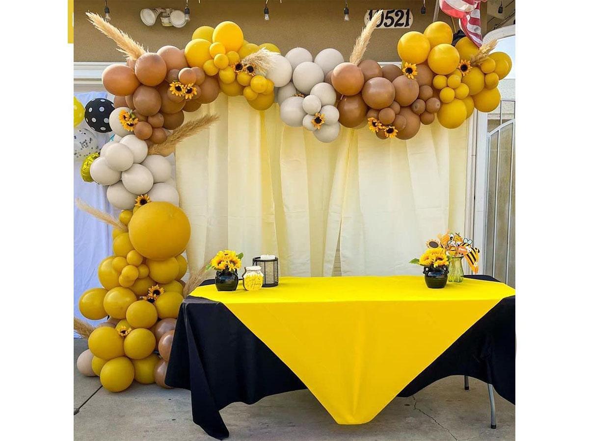 Double Stuffed Mustard Yellow Brown White Sand Balloons Garland Arch Kit Dark Lemon Coffee Pastel Balloons For Daisy Bee Sunshin - Lasercutwraps Shop