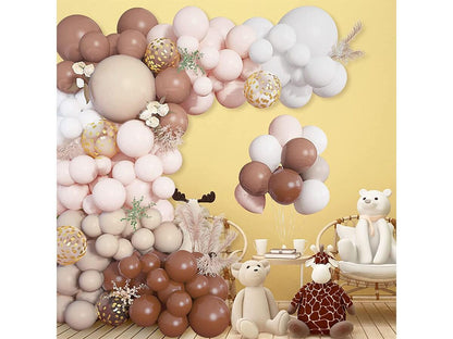 Brown Balloons Garland Arch Kit, Neutral Tan Balloons for Teddy Bear Baby Shower Decorations Coffee Nude Peach Gold Confetti Balloons - Lasercutwraps Shop