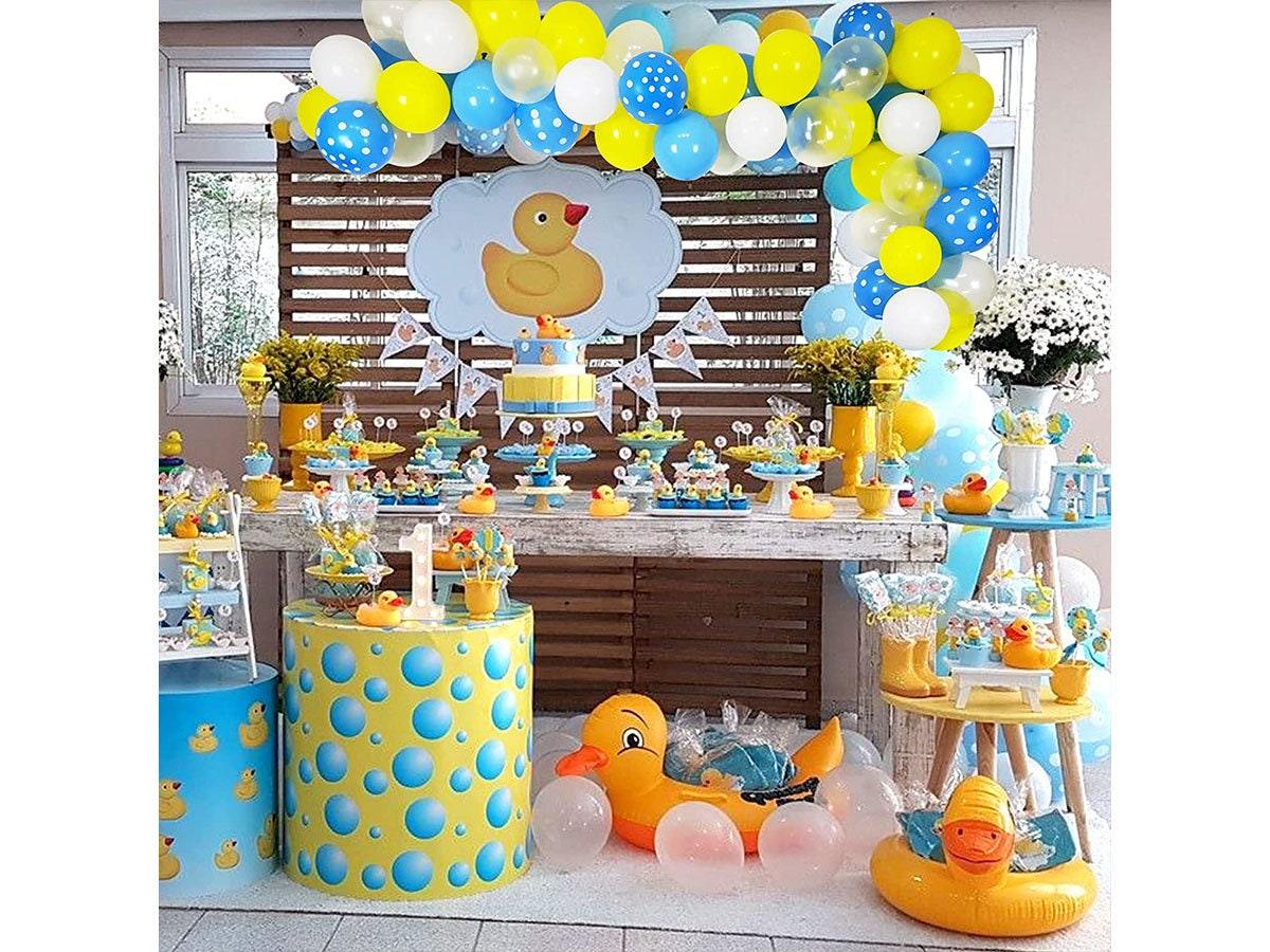 Yellow Duck Balloon Garland Kit Blue Yellow White Latex Balloon Duck Foil Balloon for Boy or Girl Rubber Duck Themed Birthday Baby Shower - Lasercutwraps Shop