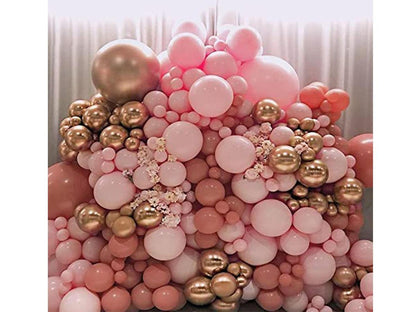 Dusty Rose Balloon Garland Kit Retro Pink Gold Chrome Balloon Arch 150pcs Latex Pastel Pink Party Balloons for Baby Shower Birthday Bridal - Lasercutwraps Shop