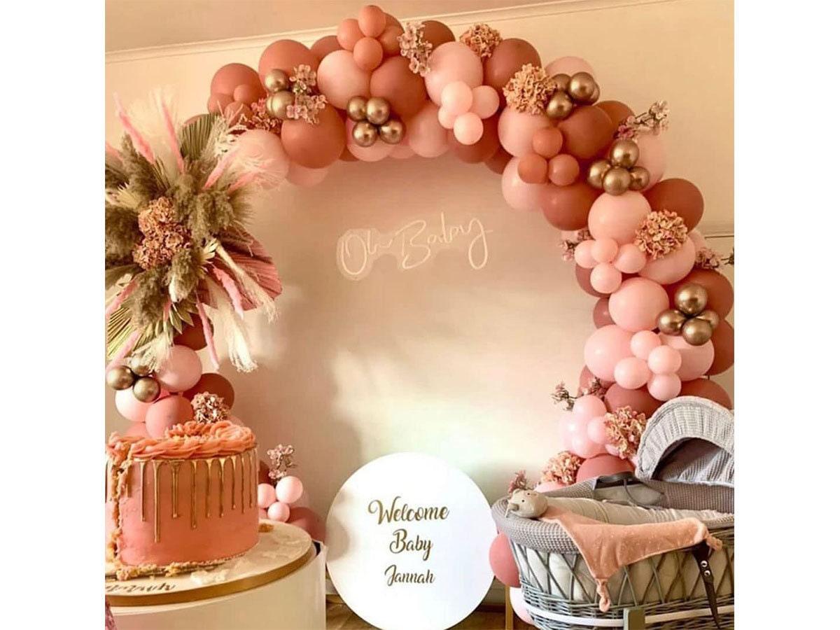 Dusty Rose Balloon Garland Kit Retro Pink Gold Chrome Balloon Arch 150pcs Latex Pastel Pink Party Balloons for Baby Shower Birthday Bridal - Lasercutwraps Shop