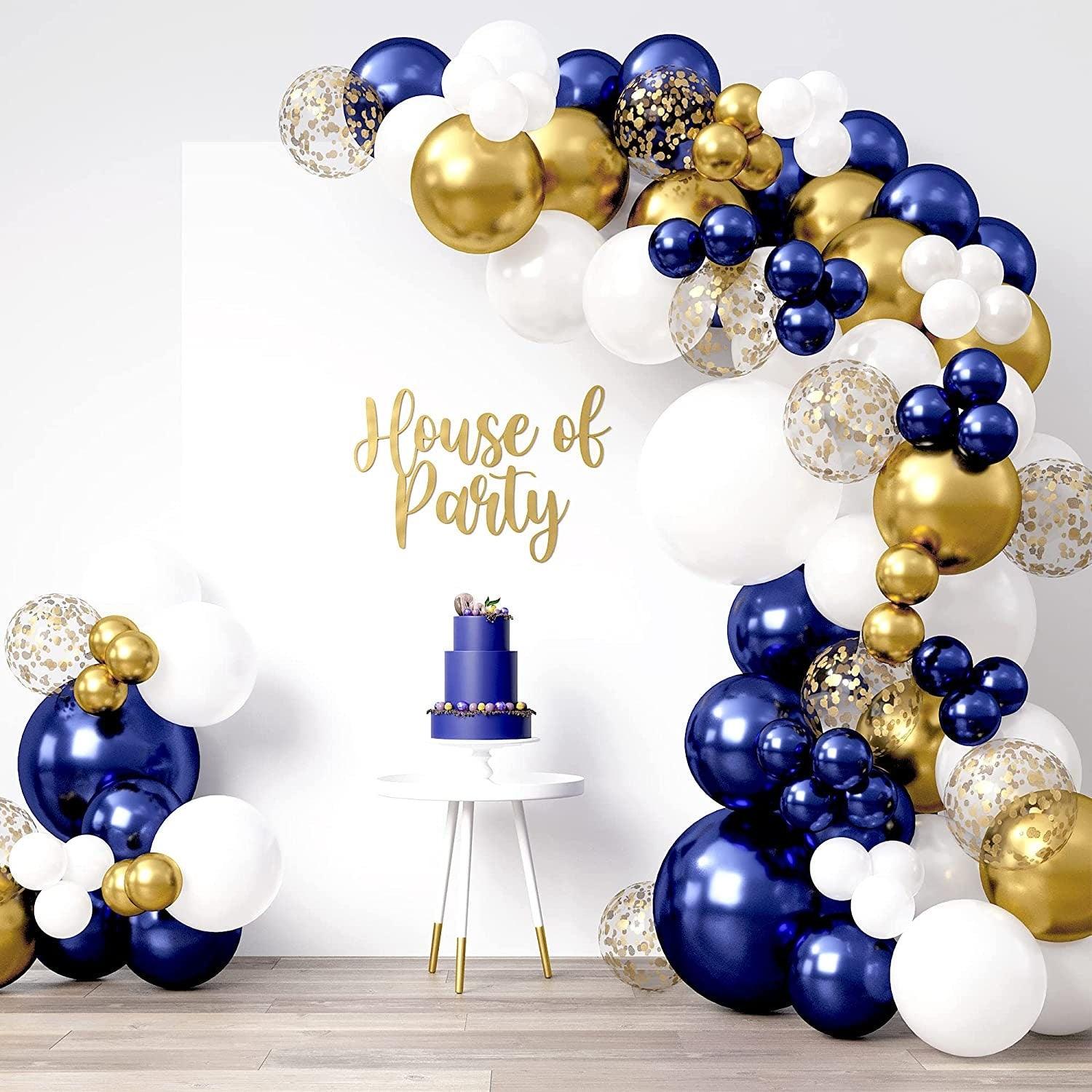 Blue and Gold Balloon Arch Kit, 99 Pcs Navy Blue Balloons for Bridal Shower, Engagement Party, Wedding & Anniversary Party Decorations - Lasercutwraps Shop