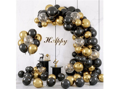 Black and Gold Balloon Wreath Arch Kit with Black Gold Confetti Balloons for Graduation Birthday Decorations and Bachelorette Party Supplies - Lasercutwraps Shop