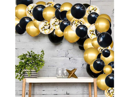 Black and Gold Balloon Wreath Arch Kit with Black Gold Confetti Balloons for Graduation Birthday Decorations and Bachelorette Party Supplies - Lasercutwraps Shop