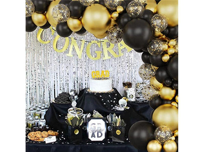 Black and Gold Balloon Wreath Arch Kit with Black Gold Confetti Balloons for Graduation Birthday Decorations and Bachelorette Party Supplies - Lasercutwraps Shop