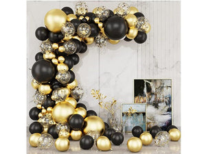 Black and Gold Balloon Wreath Arch Kit with Black Gold Confetti Balloons for Graduation Birthday Decorations and Bachelorette Party Supplies - Lasercutwraps Shop