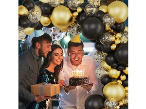 Black and Gold Balloon Wreath Arch Kit with Black Gold Confetti Balloons for Graduation Birthday Decorations and Bachelorette Party Supplies - Lasercutwraps Shop