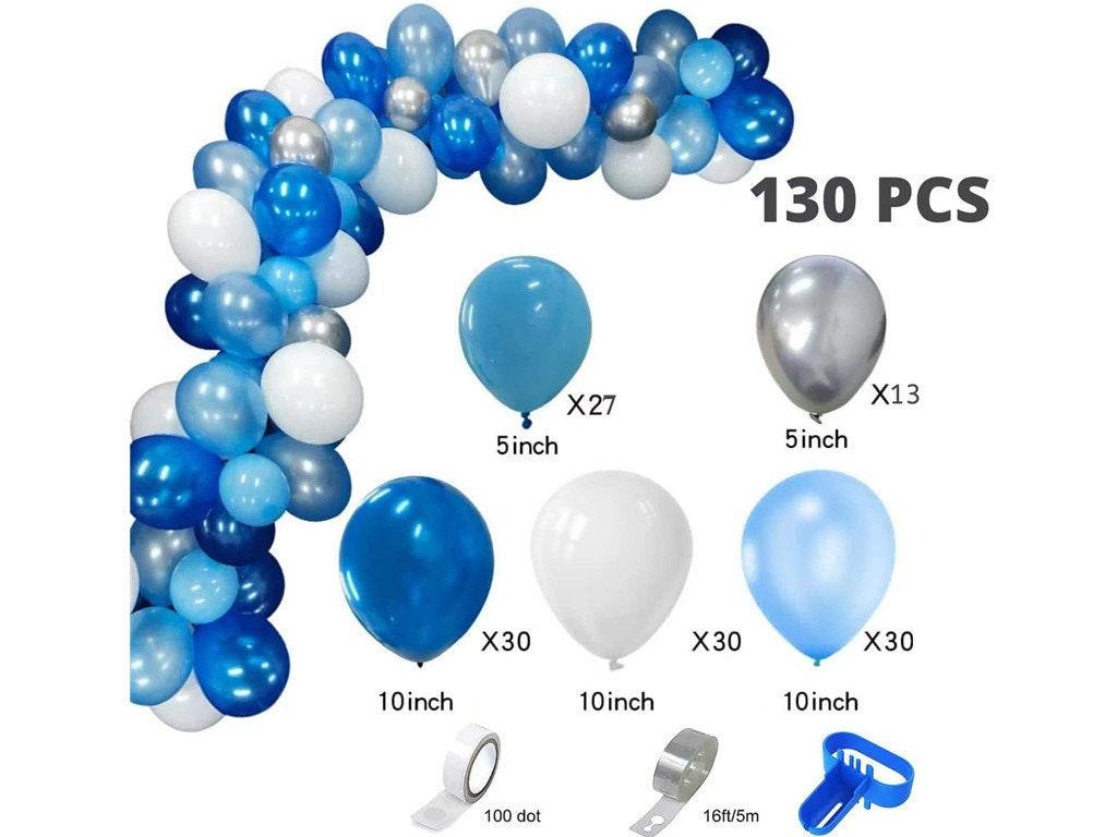 130 PCS Blue Balloon Garland Arch Kit White Balloons Latex Balloons Set for Wedding Birthday Balloons Baby Shower Decorations - Lasercutwraps Shop